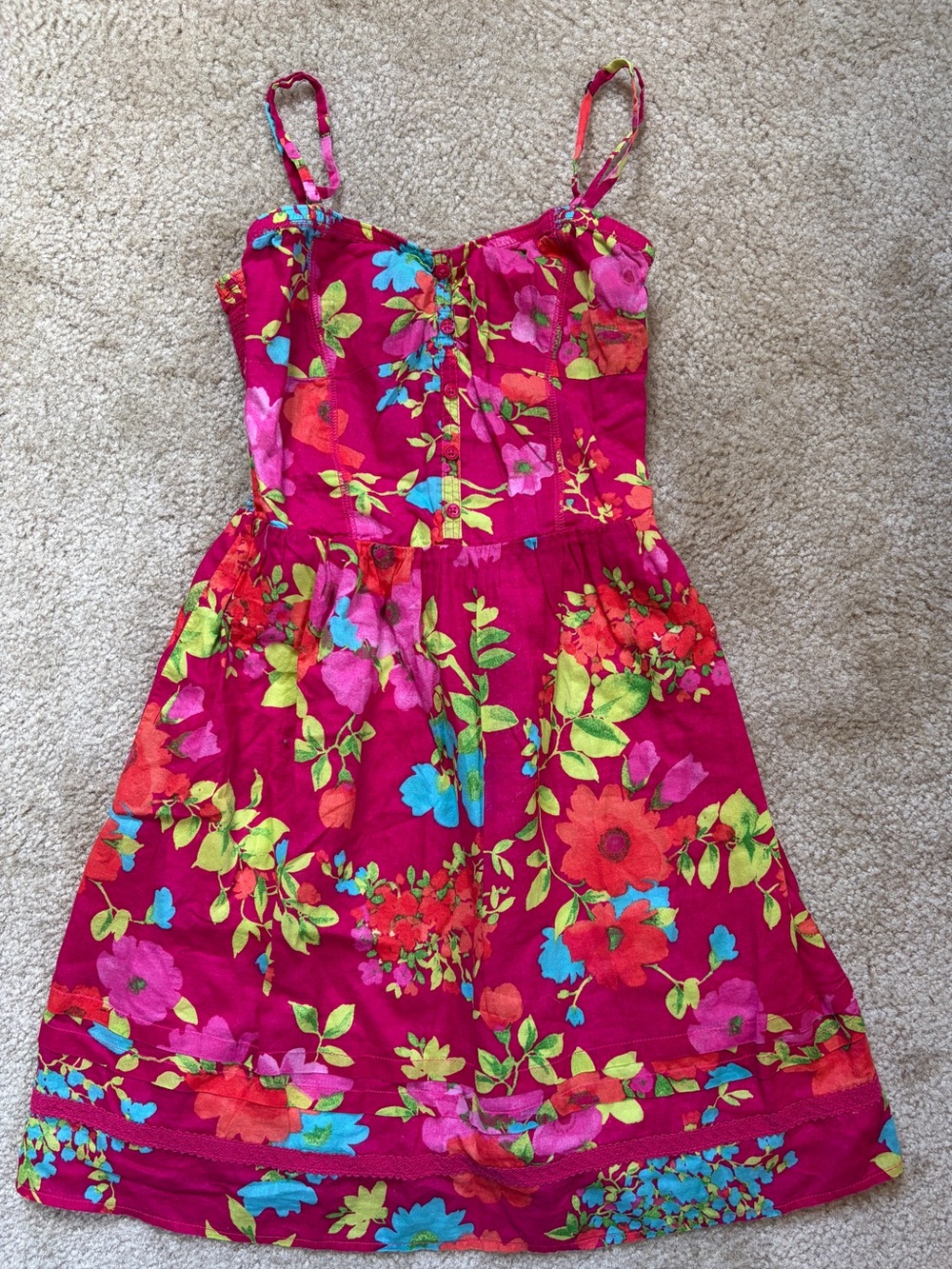 Vintage Aeropostale Floral A-Line Dress in Magenta Pink